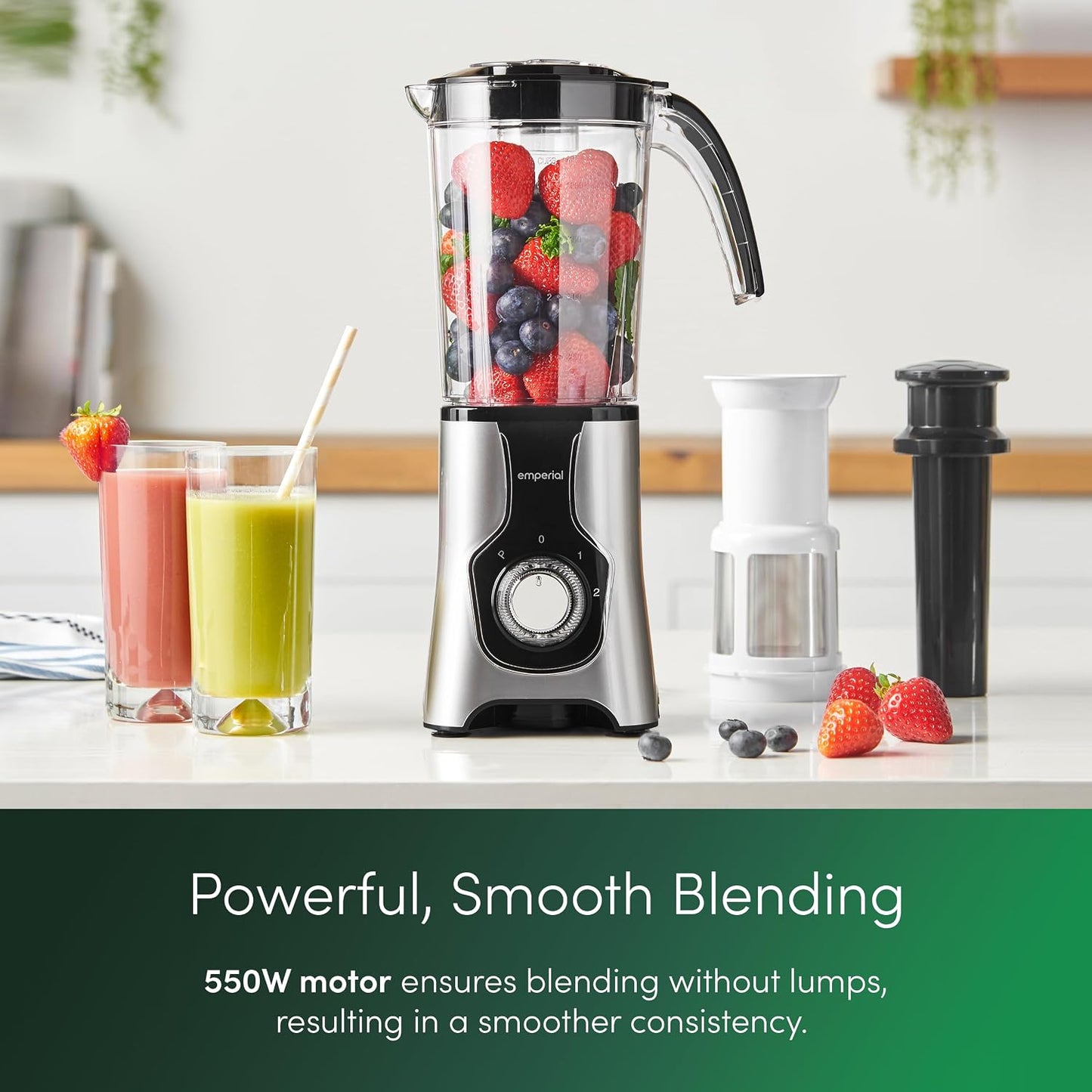 Blender, Juicer, Grinder | 4-In-1 Multi-Functional Personal Blender & Smoothie Maker| 2 Speed Settings and Pulse Function for Crushing Ice| for Smoothies, Protein Shakes and More 550W