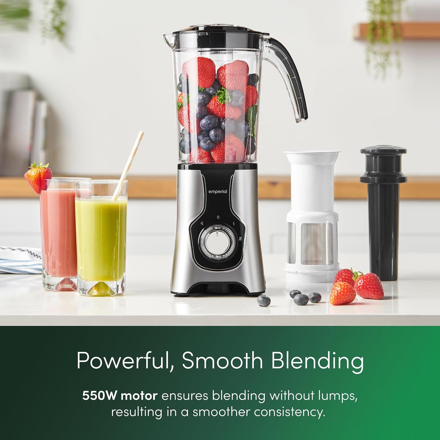 Blender, Juicer, Grinder | 4-In-1 Multi-Functional Personal Blender & Smoothie Maker| 2 Speed Settings and Pulse Function for Crushing Ice| for Smoothies, Protein Shakes and More 550W