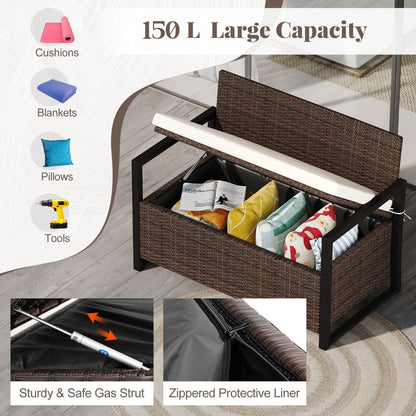 150L Outdoor Storage Bench with Padded Cushion