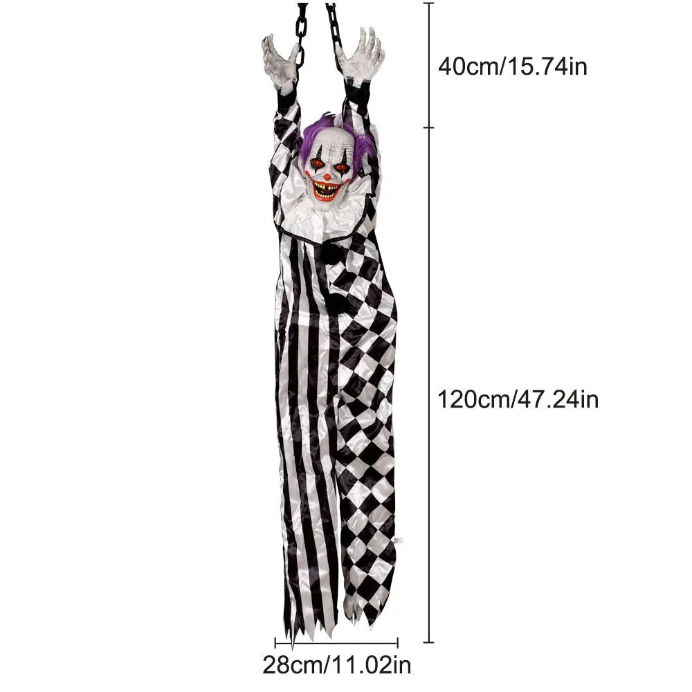 Halloween Animatronics Decoration Hanging Clown Nurse Voice Control Electric Outdoor Scary Clearance Horror Haunted House Props