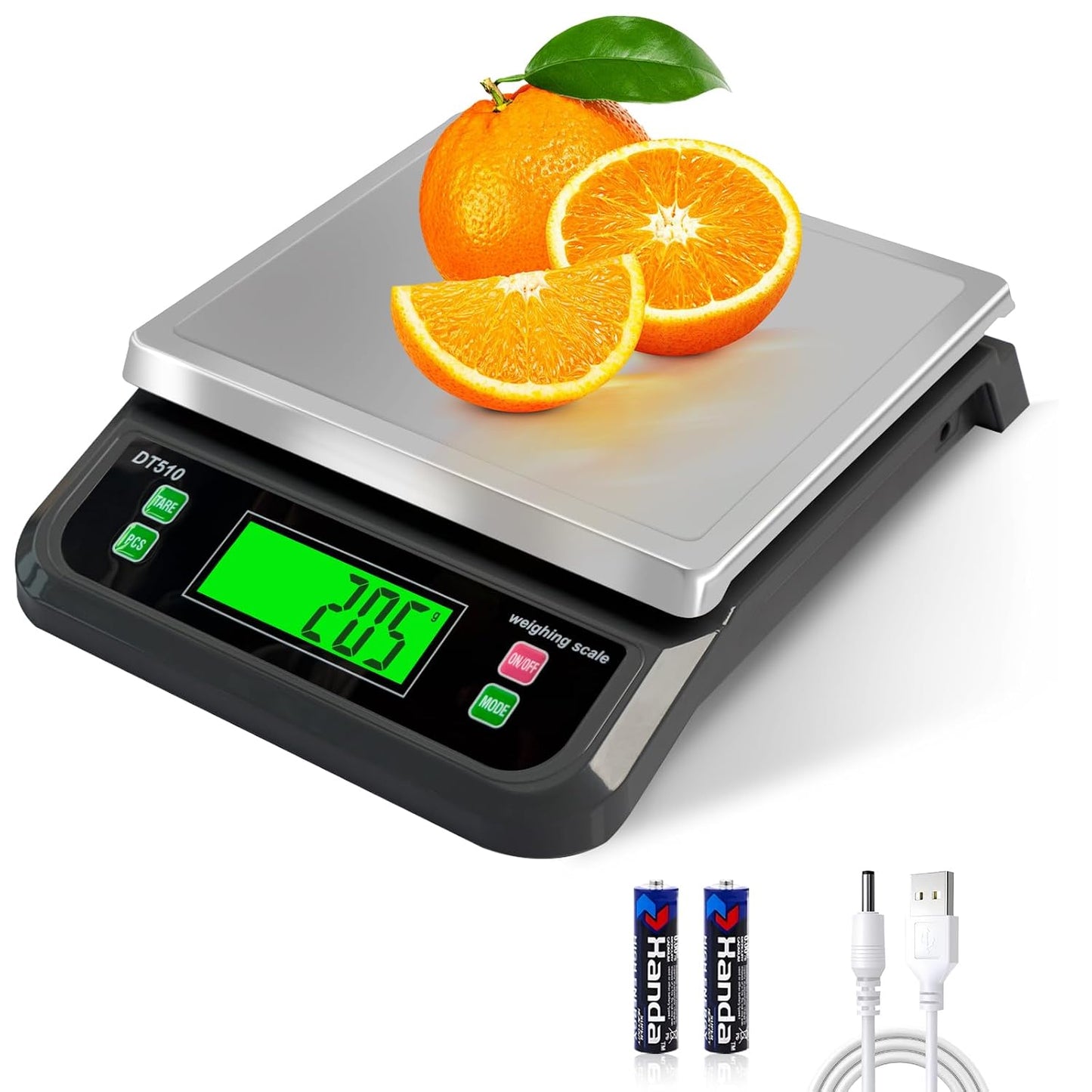 Kitchen Weighing Scales 40Kg 88Lb Stainless Steel with Tare 6 Units | Baking Scales, with LCD Display and PCS Features for Baking Bread Cooking Food Scales Digital Commercial Scale