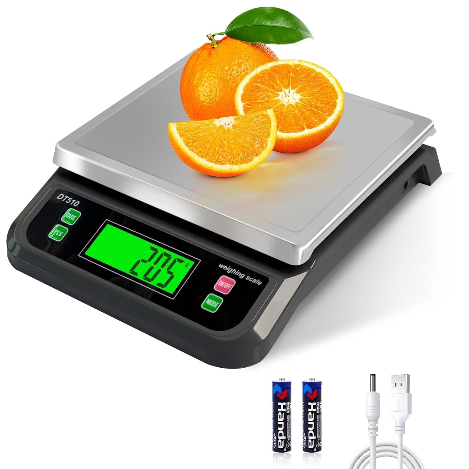 Kitchen Weighing Scales 40Kg 88Lb Stainless Steel with Tare 6 Units | Baking Scales, with LCD Display and PCS Features for Baking Bread Cooking Food Scales Digital Commercial Scale