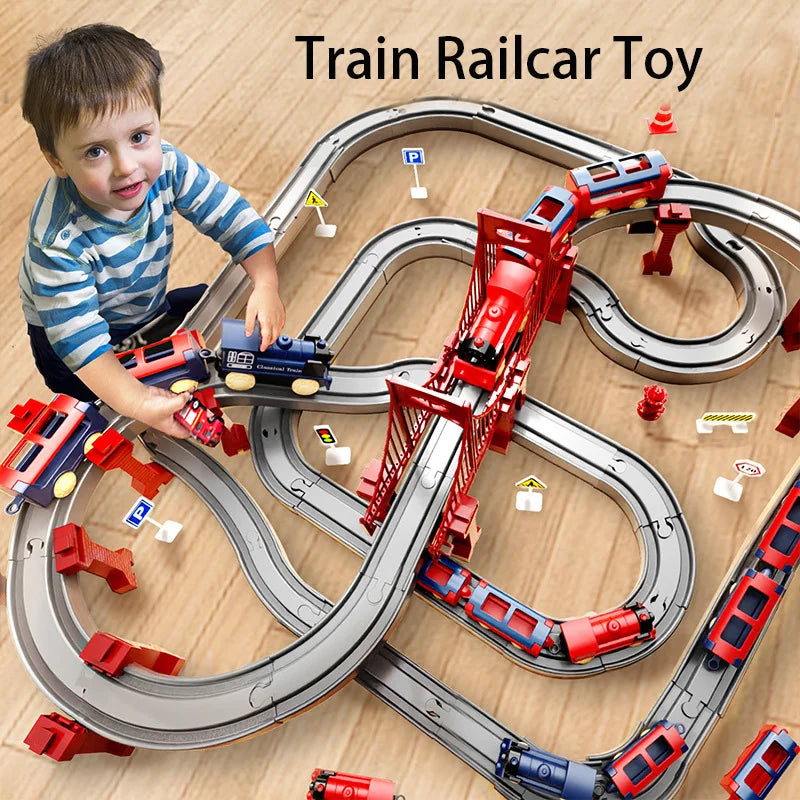 44Pcs/Set Electric Train Track Sets Assembling Rail Train Car Toys Boy Educational Simulation Model Christmas Birthday Gift
