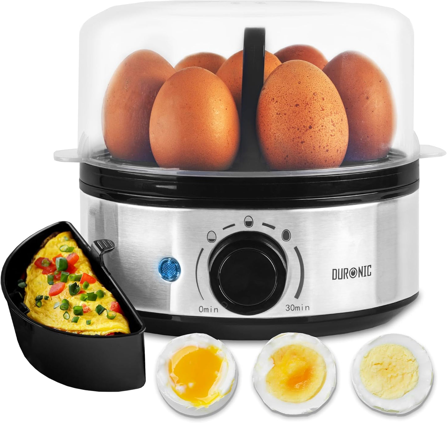 EB50 Rapid Egg Boiler & Cooker, 400W Electric Steamer, Omelette Maker and Poacher for 7 Soft, Dippy, Medium, Hard Boiled Eggs, Auto Shut-Off, BPA & PFAS Free, Dishwasher Safe Parts
