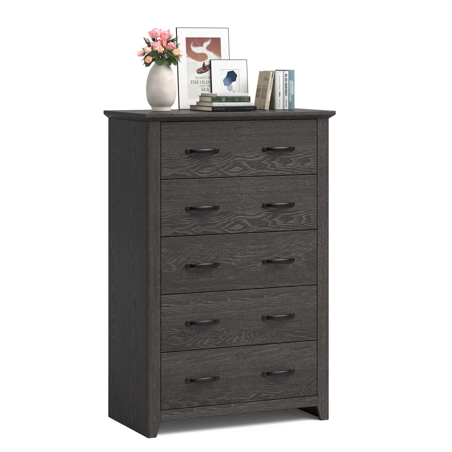 Dresser Vertical Chest of Drawers with 5 Pull-Out Drawers