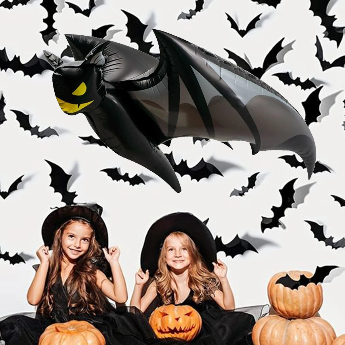 1Pc-Halloween Black Bat Balloon Halloween Party Supplies Birthday, Horror Element Atmosphere Can Hang Bat Decorations