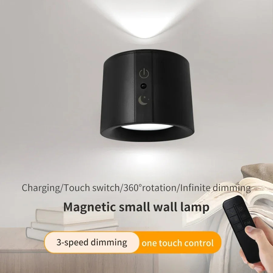 LED Wall Light Rechargeable Touch Double Head Wall Lamp 360° Rotation Wireless Remote Control LED Spotlight for Bedroom Lighting