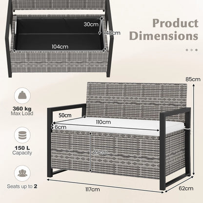 150L Outdoor Storage Bench with Padded Cushion