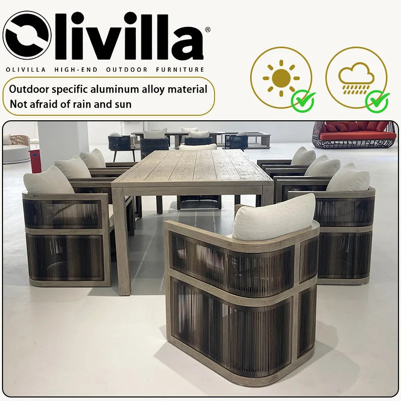 Vine Outdoor Teak Table Chair Villa Leisure Courtyard Table Chair Set Hotel Restaurant Waterproof Garden Furniture Customization