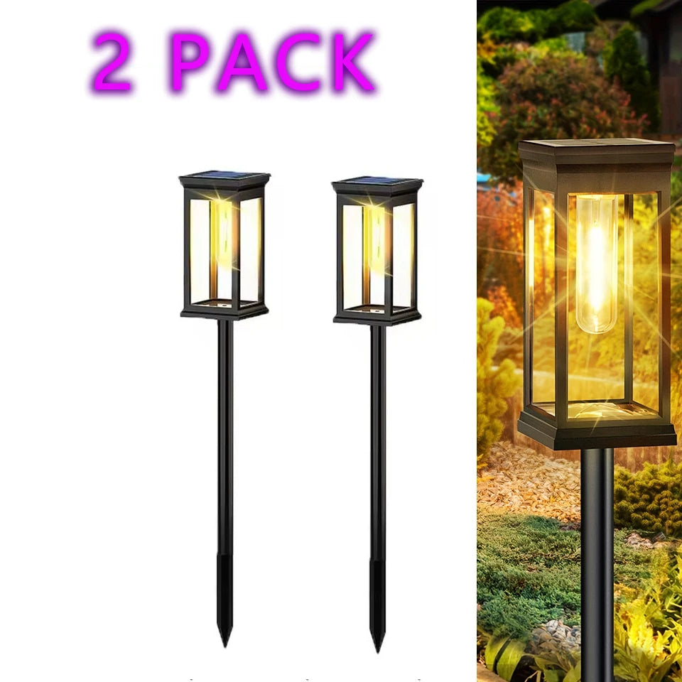 Solar Pathway Warm Lights Outdoor Waterproof Solar Powered Garden for Walkway Yard Backyard Landscape Lighting Decoration