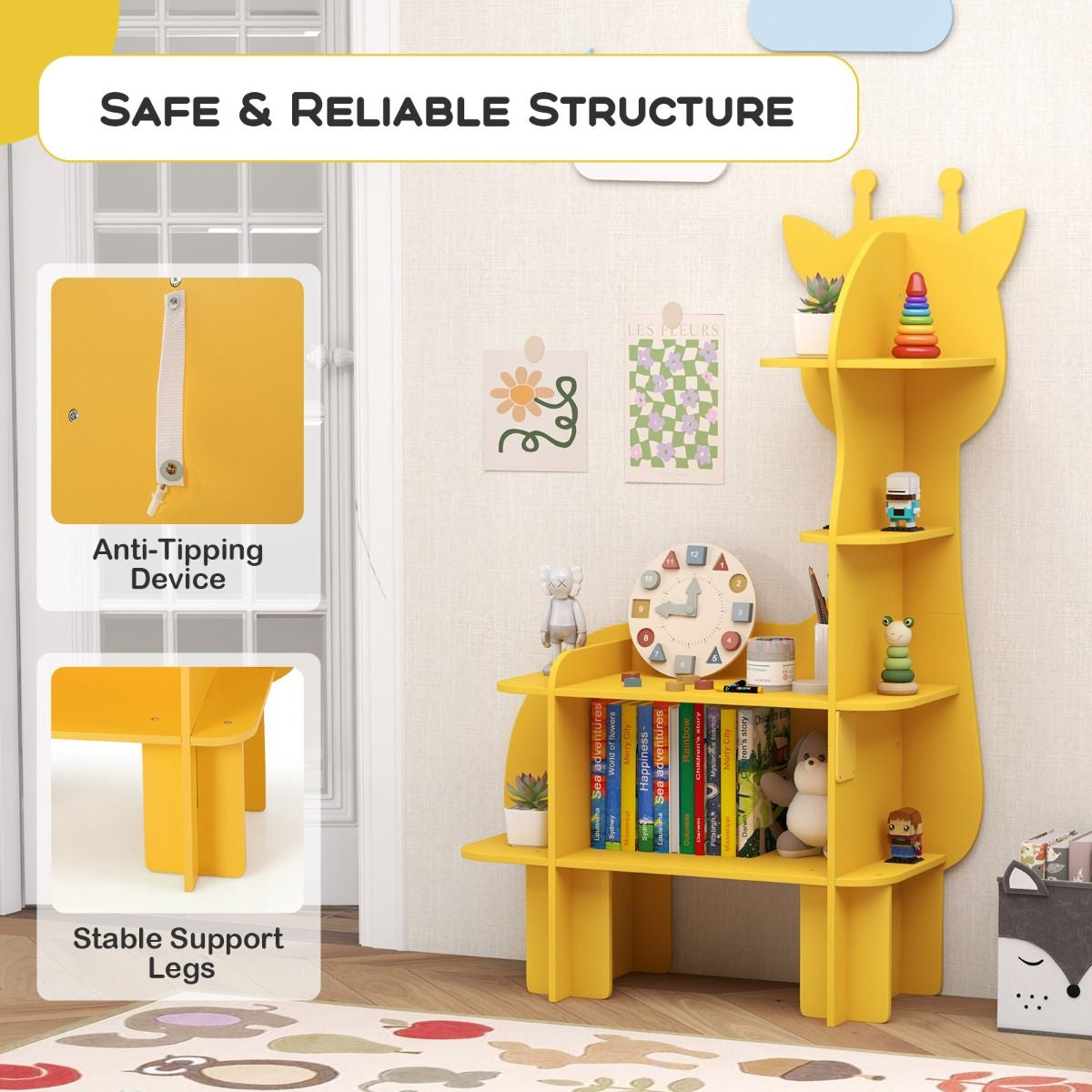 Kids Toy Storage Organizer with Anti-Toppling System for Play Room Nursery Kindergarten