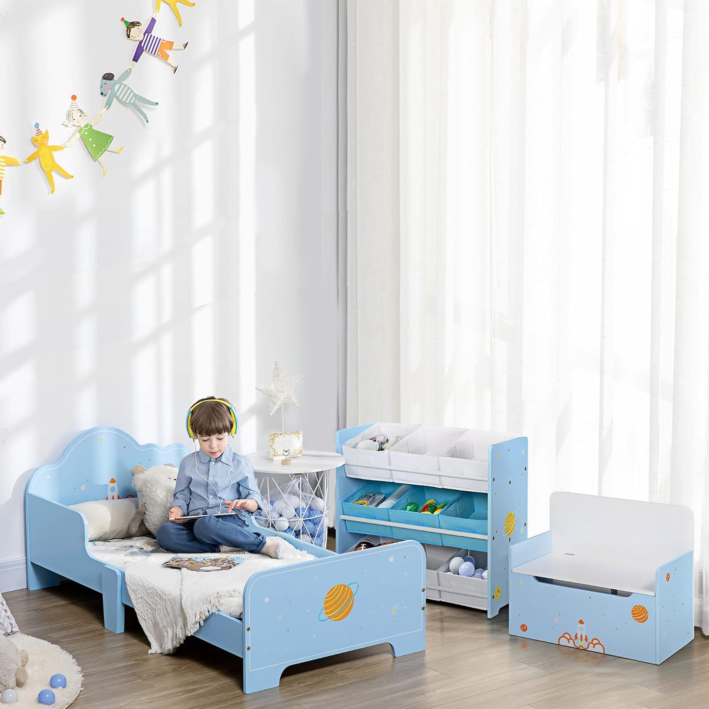 Kids Toddler Bed Safety Rails Ages 3-6 Years 143 X 74 X 59Cm Blue | Kids Bedroom Furniture, Boys, Girls