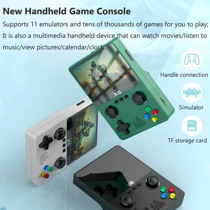 NEW X6 Game Console Retro Video Game Console 3.5'' IPS Screen Portable Handheld Game Player Classic Games Children Gifts