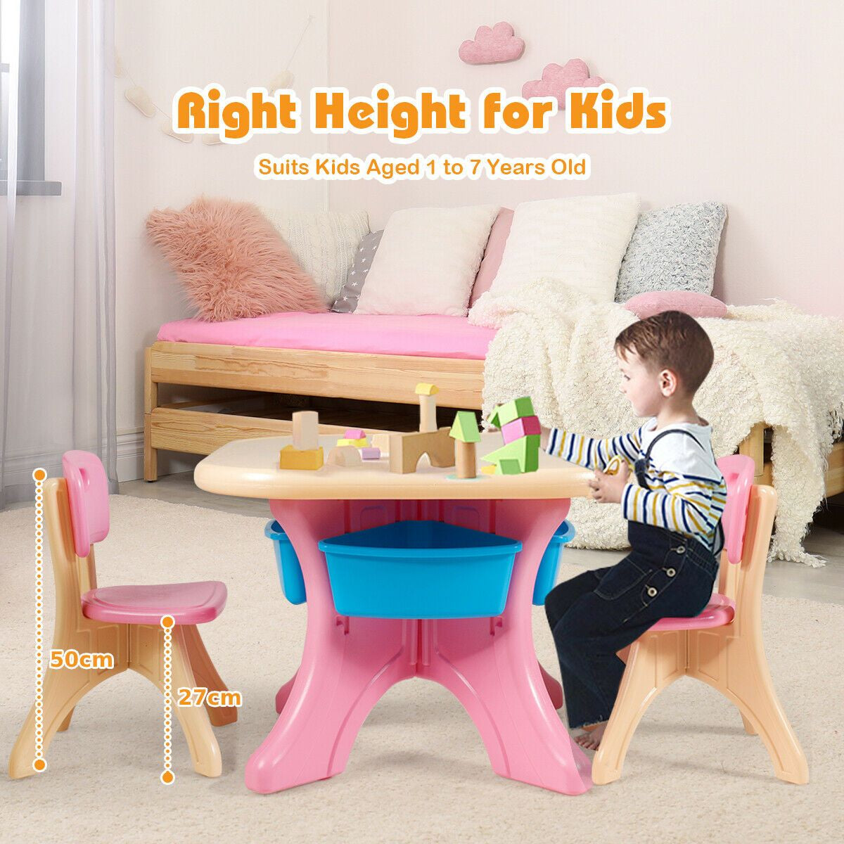 Children'S Activity Table Set with Storage Bins