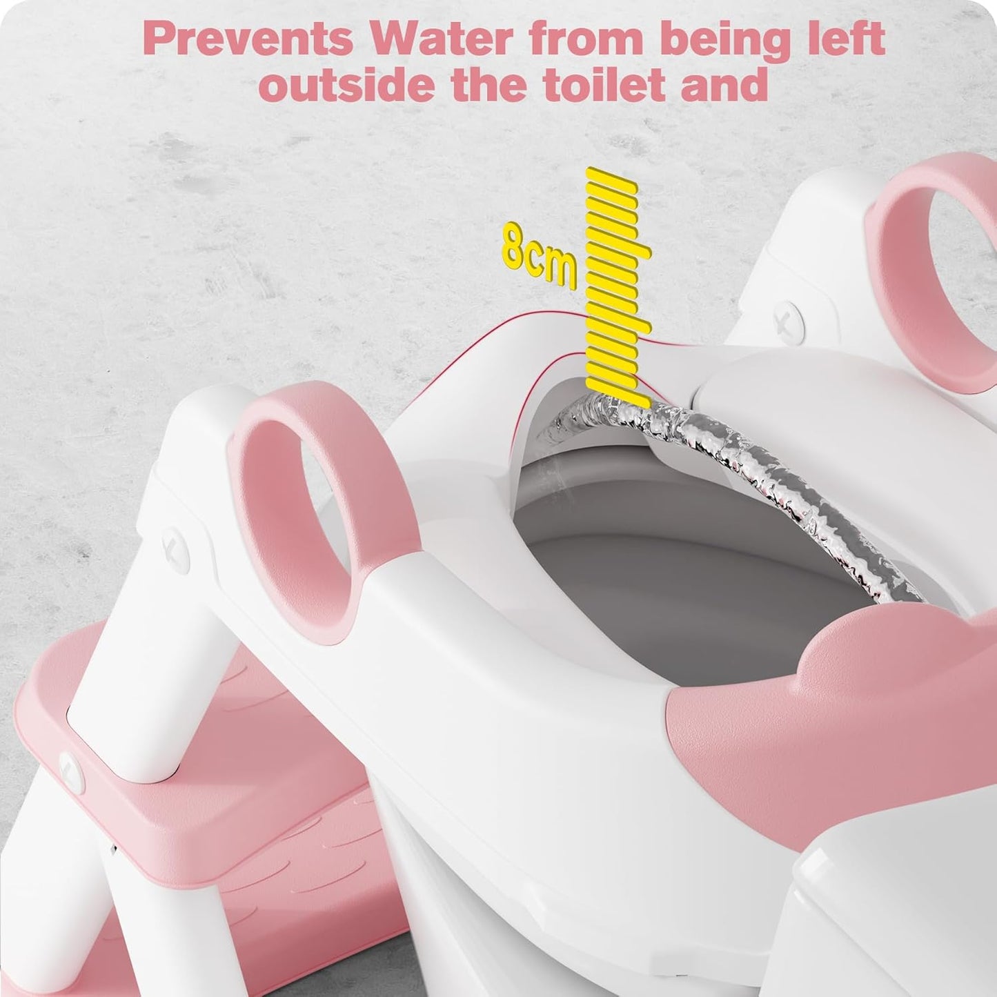 Bear Potty Training Seat, Upgrade 2 in 1 Toddler Toilet Seat,Splash Guard Anti-Slip Pad Step Stool,Pink