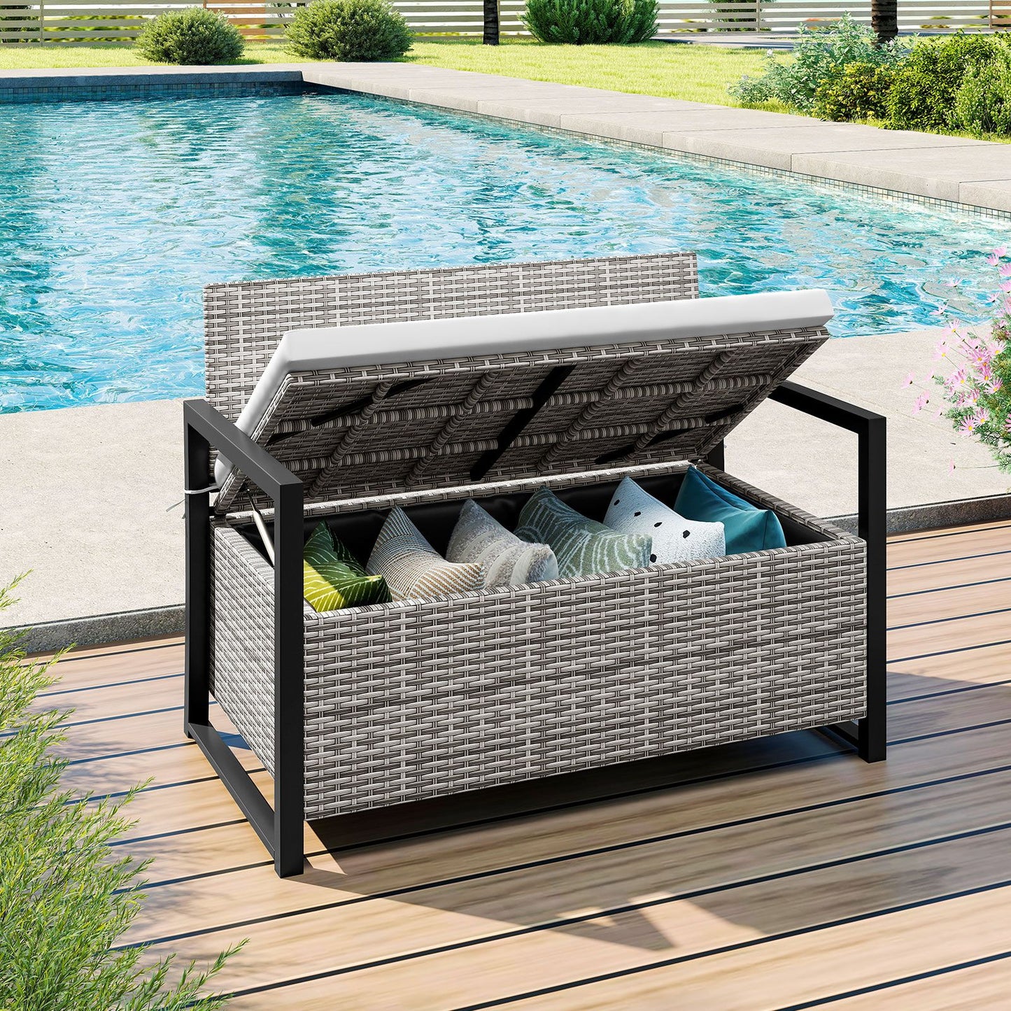 150L Outdoor Storage Bench with Padded Cushion