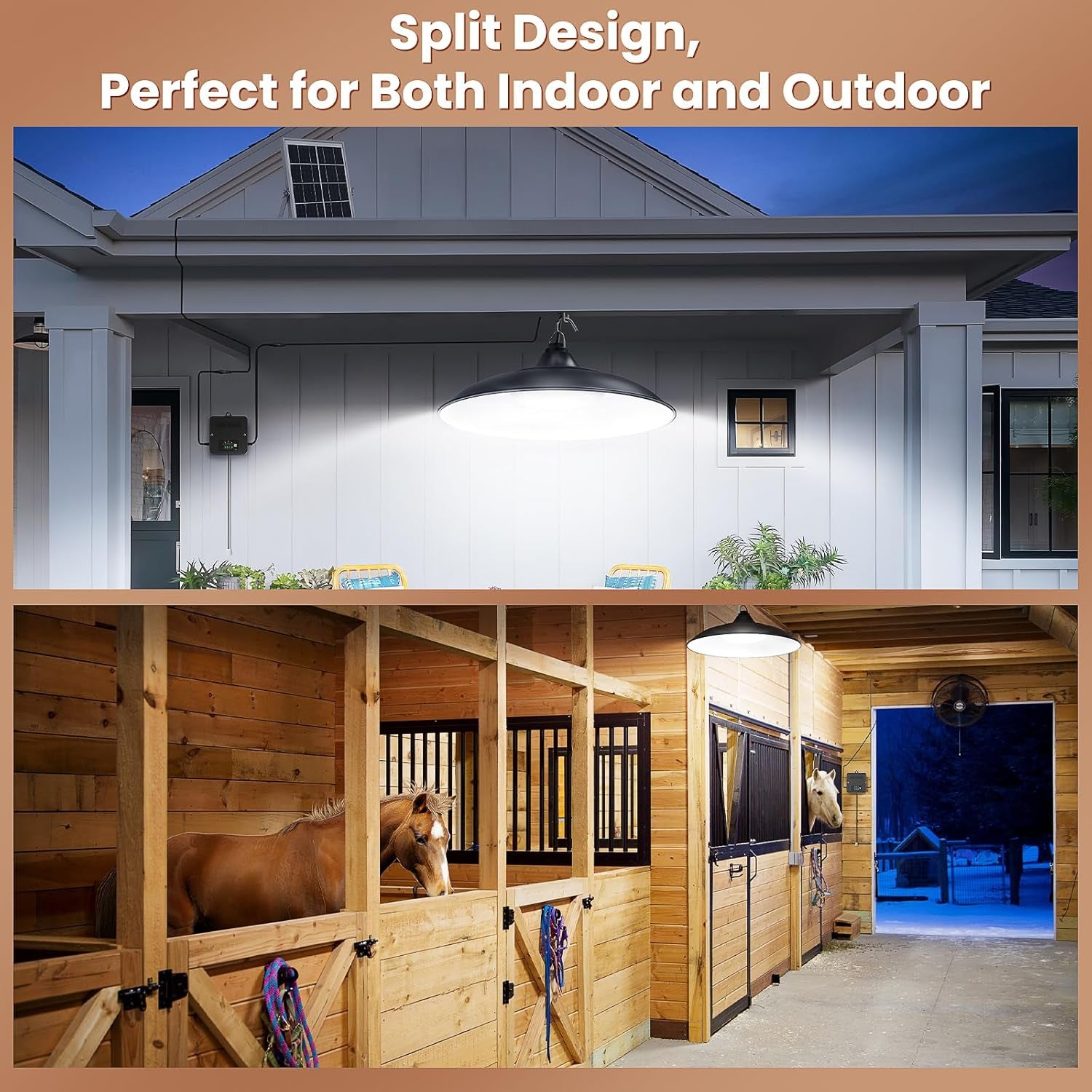 Solar Shed Light Indoor Outdoor, 2000LM Daytime Available Pendant Light with Pull Cord, Power Display & Mode Indicator, 3 Lighting Modes Solar Lights IP65 Waterproof for Garage Gazebo Porch