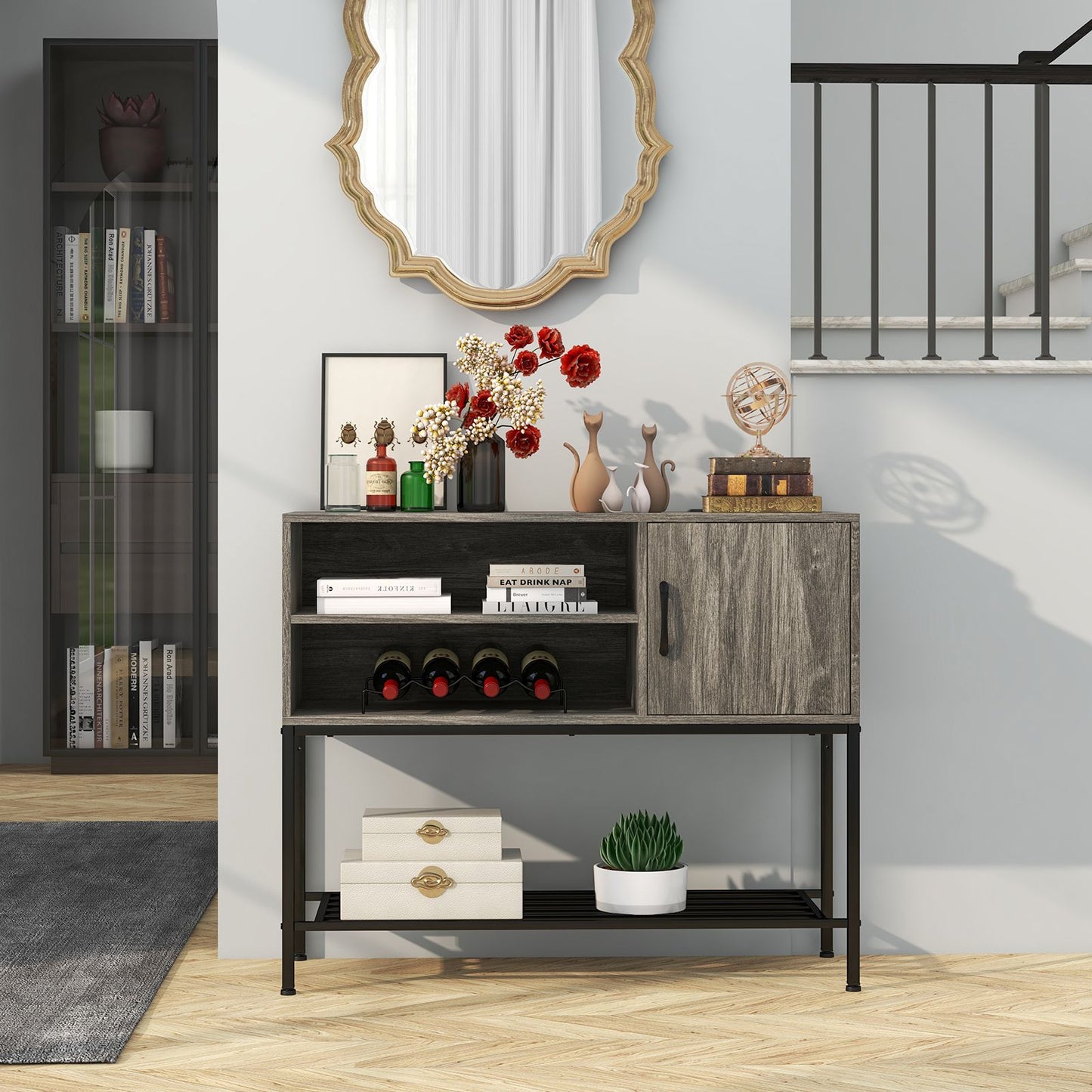 Sideboard Buffet Cabinet with Wine Racks and Storage Shelves
