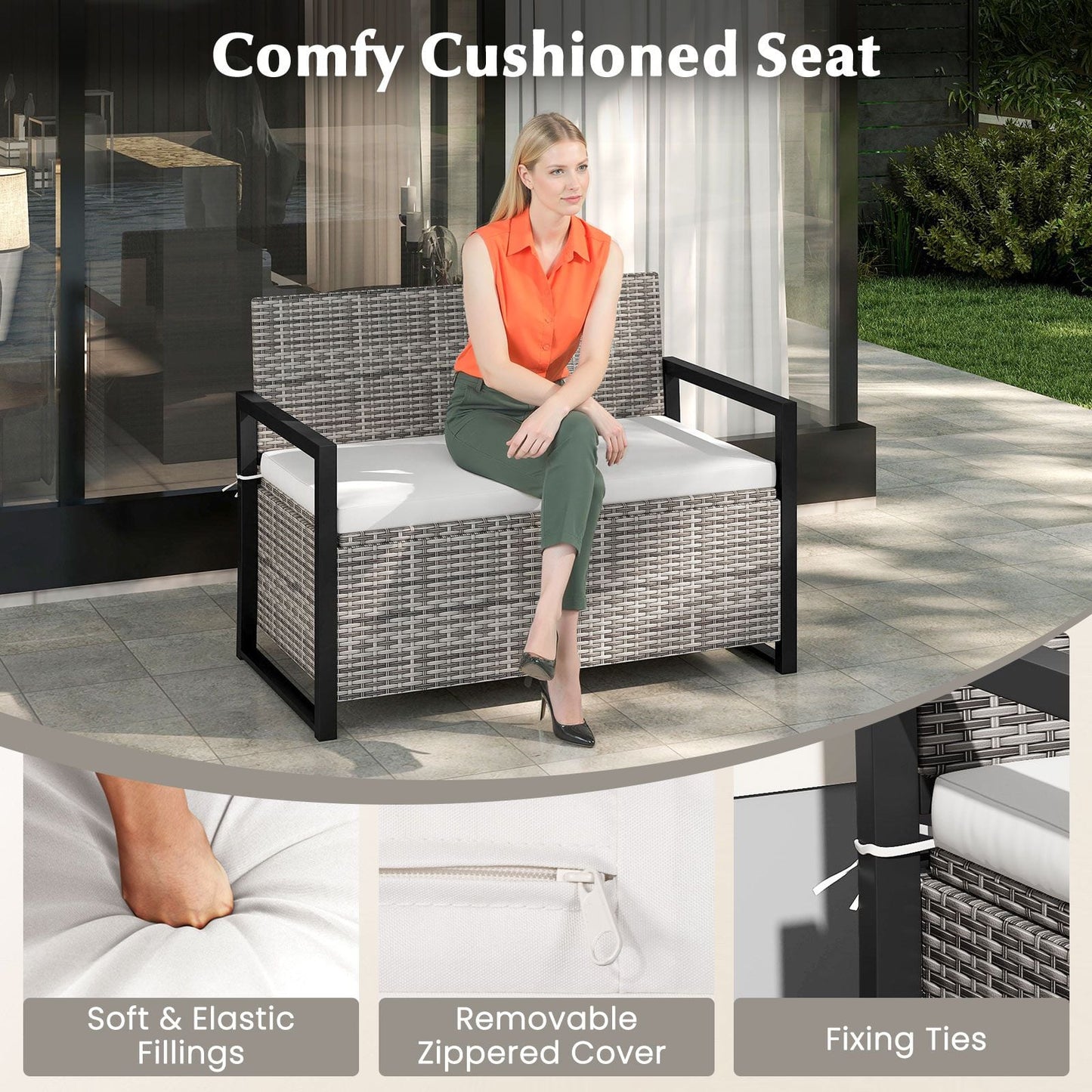 150L Outdoor Storage Bench with Padded Cushion