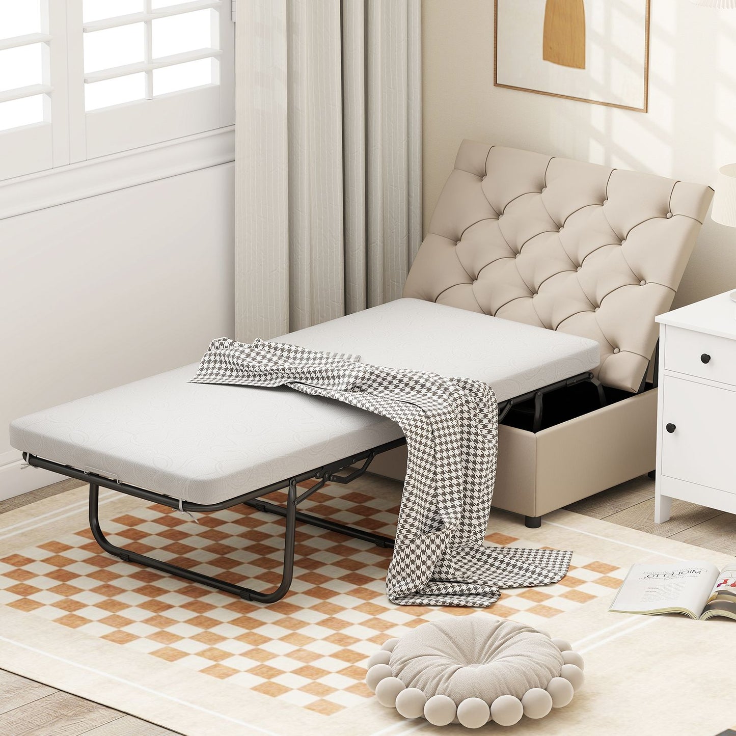 2-In-1 Convertible Sofa Bed with Mattress for Home and Office