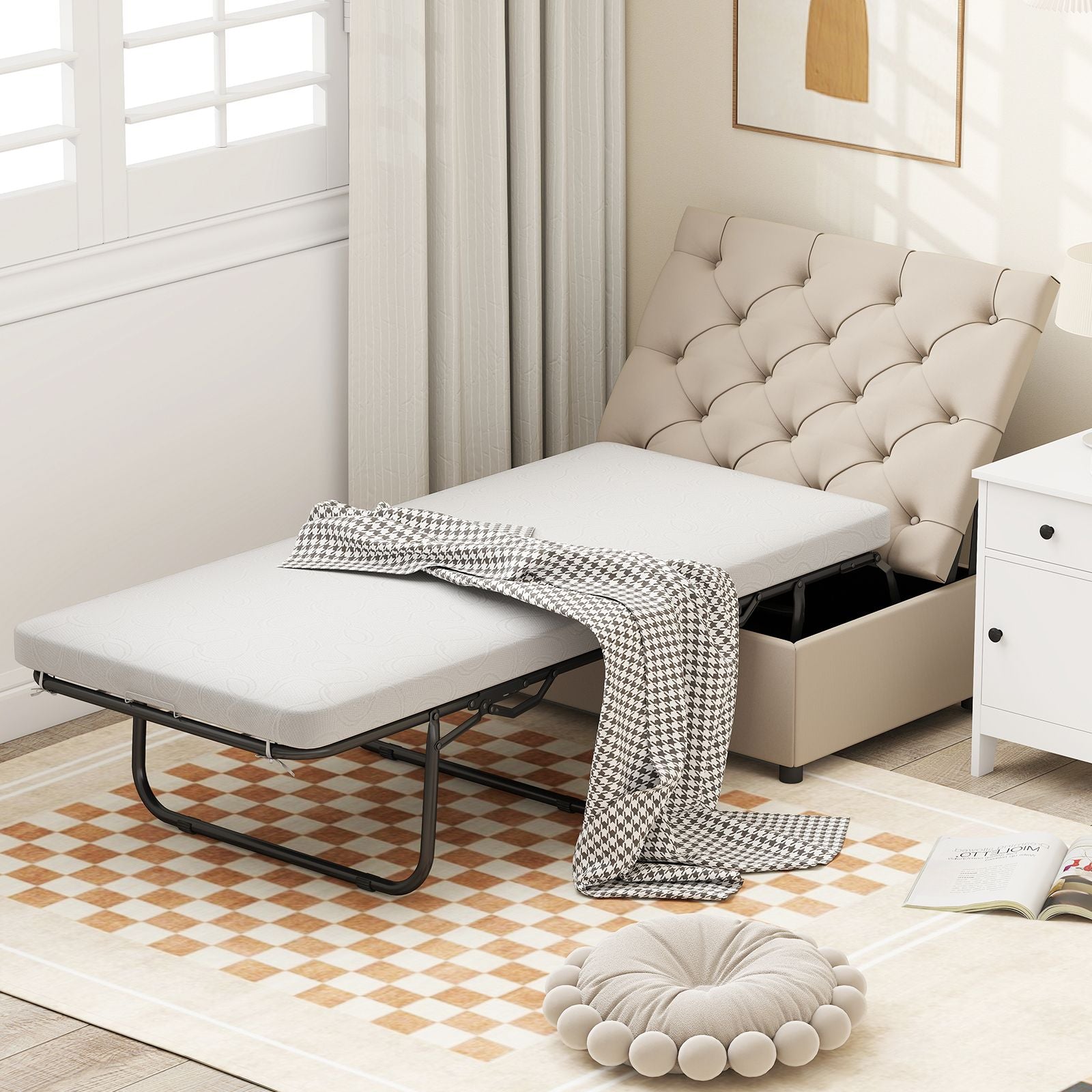 2-In-1 Convertible Sofa Bed with Mattress for Home and Office