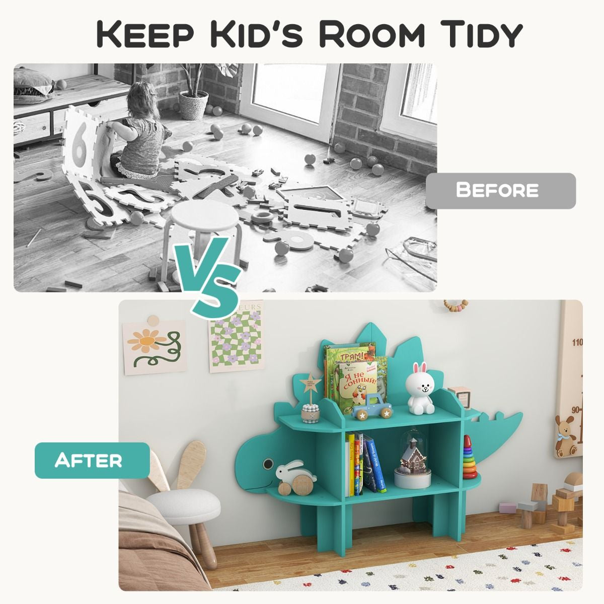 Kids Toy Storage Organizer with Anti-Toppling System for Play Room Nursery Kindergarten