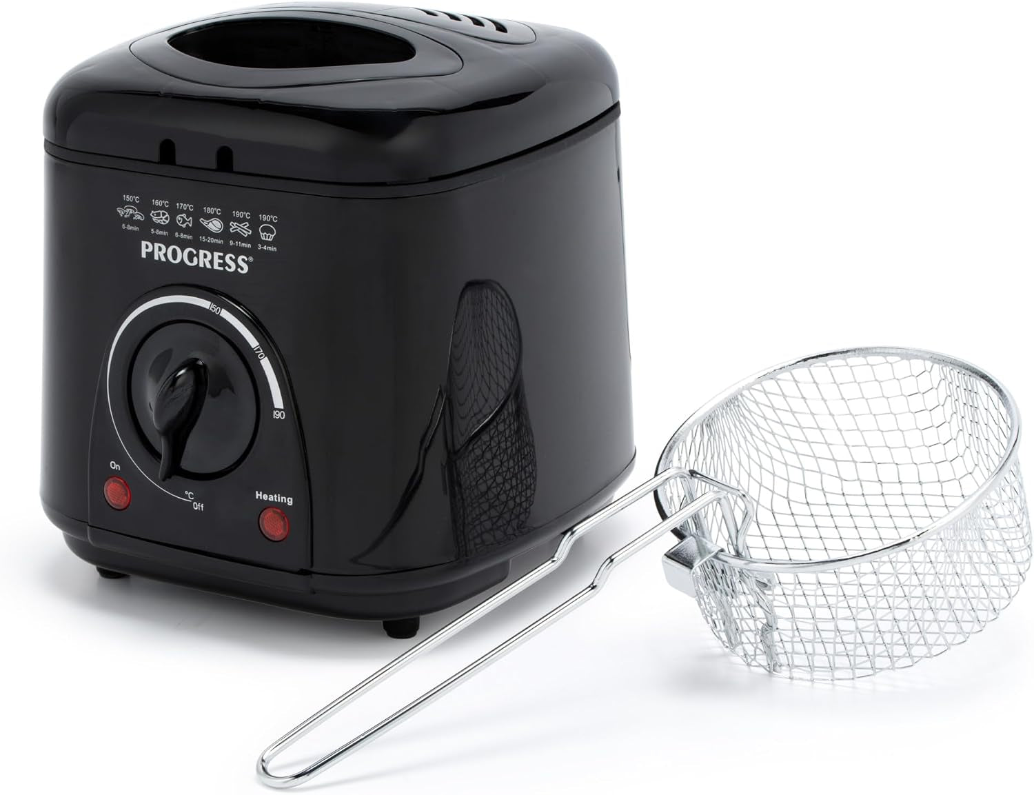 Compact Deep Fat Fryer, 1 L, 950 W, Black | Adjustable Temperature Control, Odour-Reducing Filter, Non-Stick Bowl, Viewing Window, Removable Basket for Draining