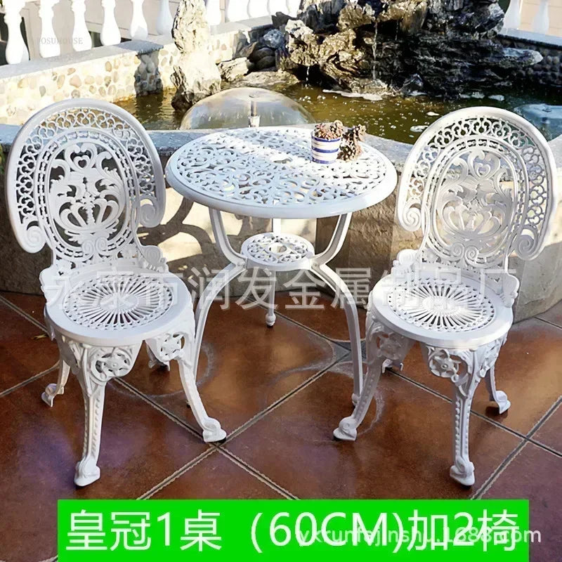 Italian Waterproof Iron Garden Furniture Sets Cast Aluminum Sun-Proof Courtyard Villa Outdoor Table and Chair Set