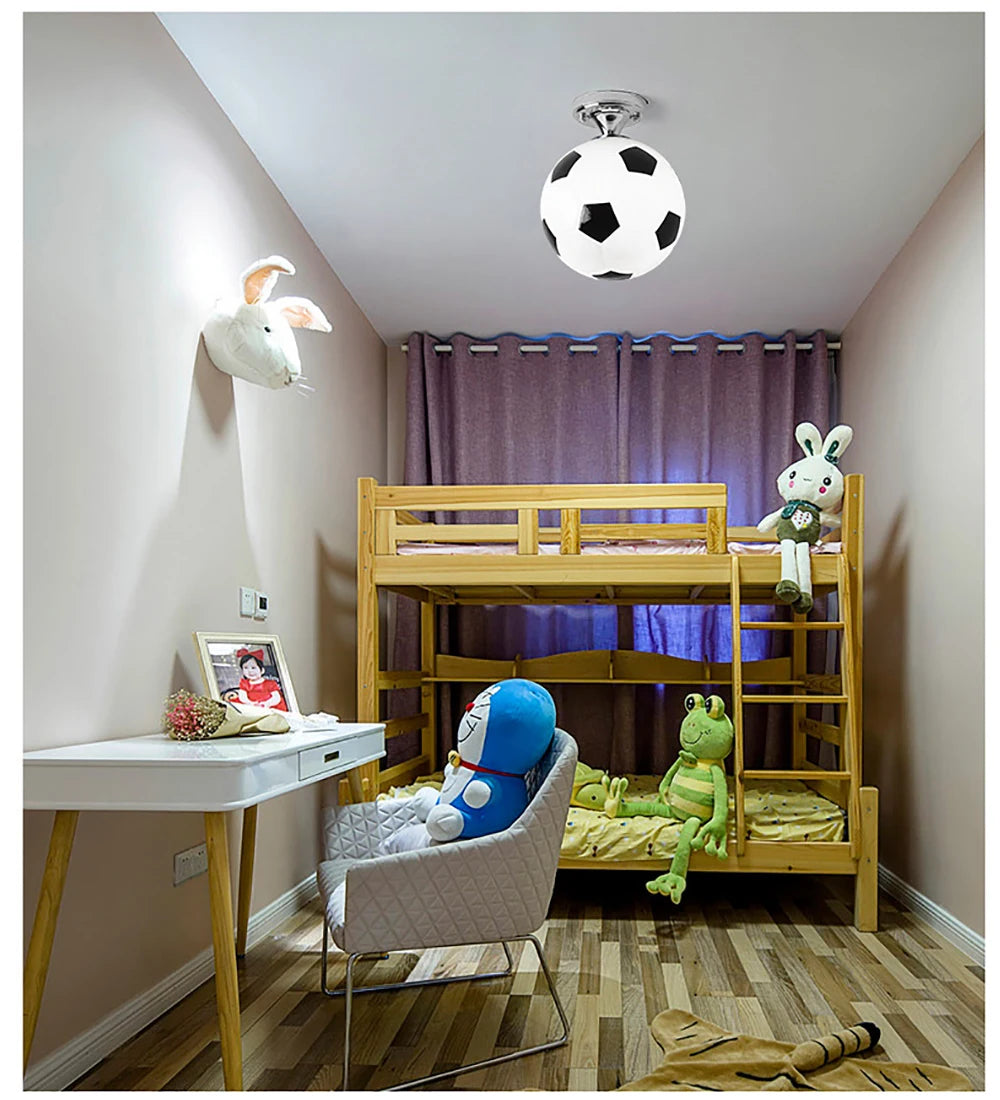 220V Soccer LED Ceiling Light Warm / Cool White Football Modern Ceiling Lamp for Kids Bedroom Lighting Fixture Birthday Gift