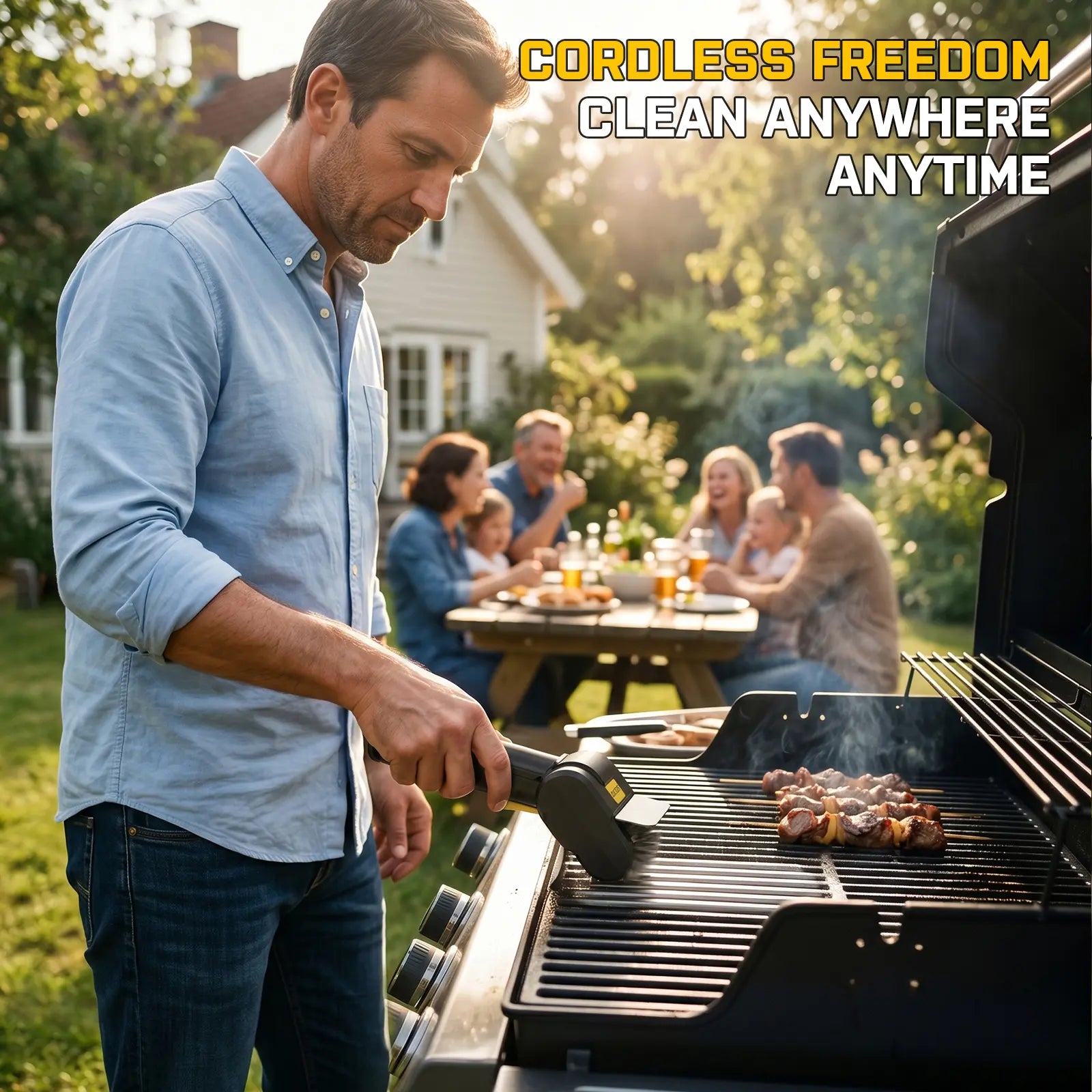Electric Grill Brush, Rechargeable Cordless BBQ Cleaner with 600RPM Motor & Safety Locks, Includes Two 304 Stainless Steel Brush Heads, Compact Design for Narrow Spaces and Corners SOARFLY G9 Summerwins , Dealsforyoudays