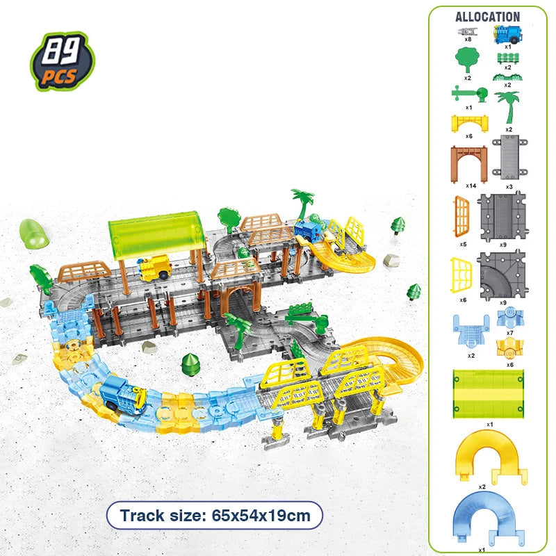 Electric Train Tracks Toys Splicing Track Trains Transparent Electric Toy Puzzle Assembly Kid Toys City Games Birthday Gifts Boy