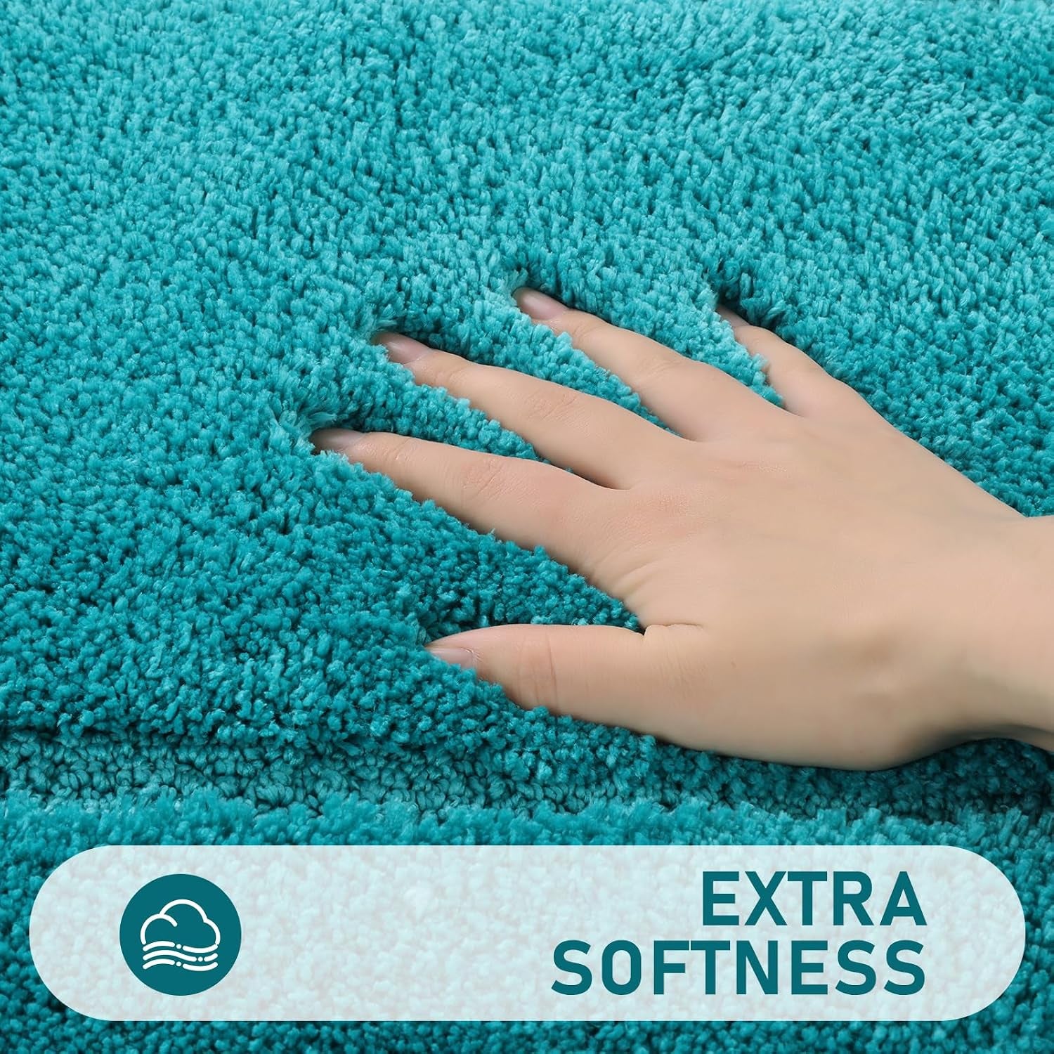 Non Slip Bath Mat Set 3 Piece Shaggy Microfiber Machine Washable Bath Mats with Toilet Rug Absorbent Soft Shower Rug for Bathroom, Turquoise