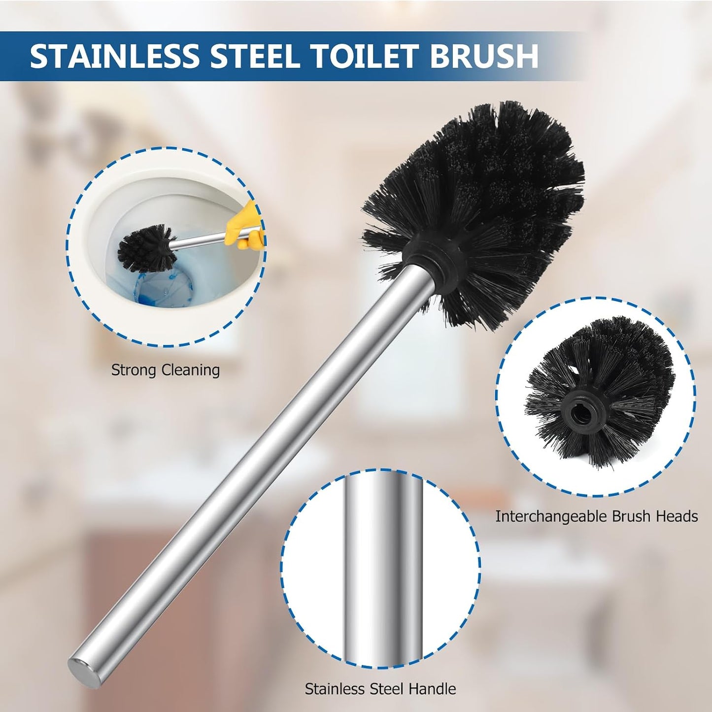 Toilet Roll Holder Free Standing with Toilet Brush - Stainless Steel Toilet Paper Holder Freestanding with Storage for Bathroom (Silver)