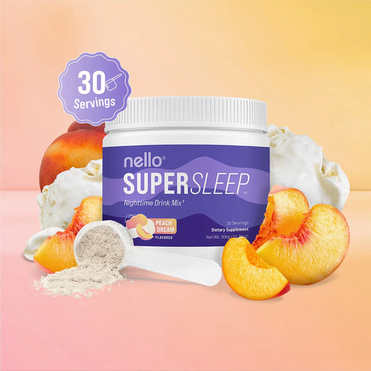 Nello Supersleep Nighttime Sleep Support Drink Mix, 30 Serving Tub, KSM-66 Ashwagandha, Maizinol, L-Glycine, Magnesium Glycinate, Melatonin-Free