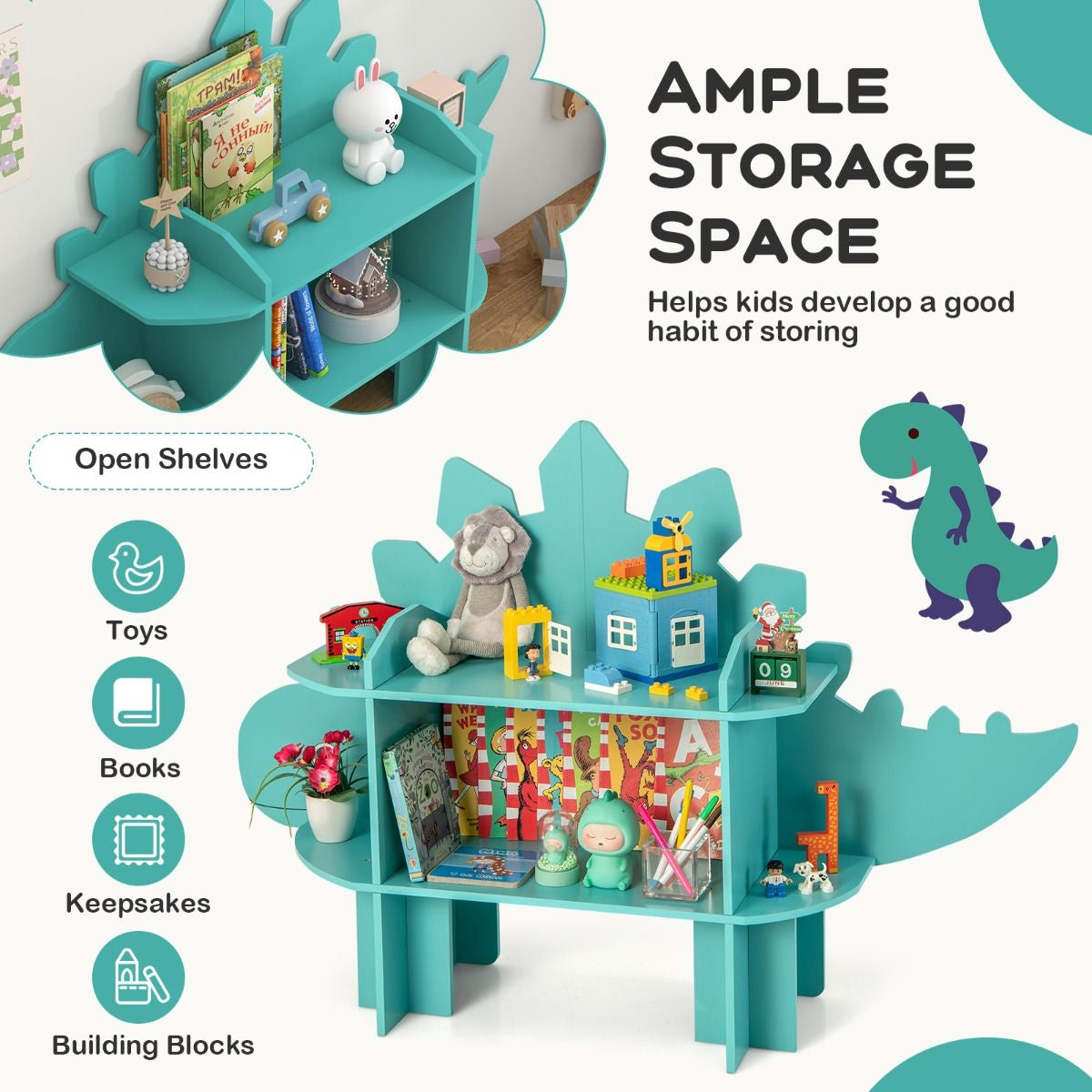 Kids Toy Storage Organizer with Anti-Toppling System for Play Room Nursery Kindergarten