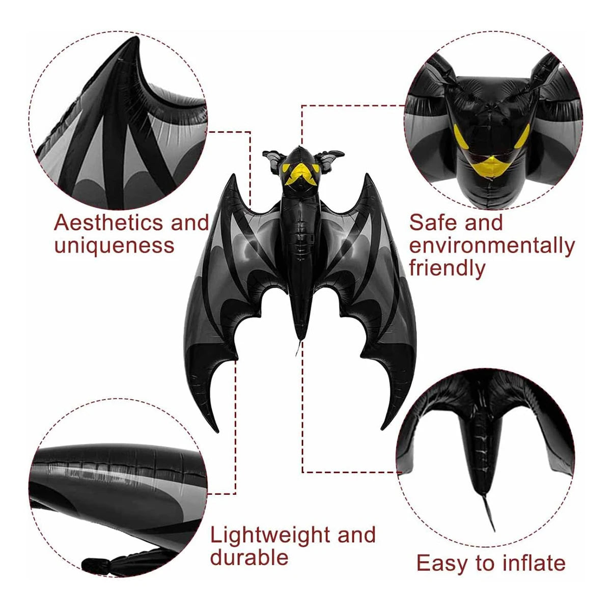 1Pc-Halloween Black Bat Balloon Halloween Party Supplies Birthday, Horror Element Atmosphere Can Hang Bat Decorations