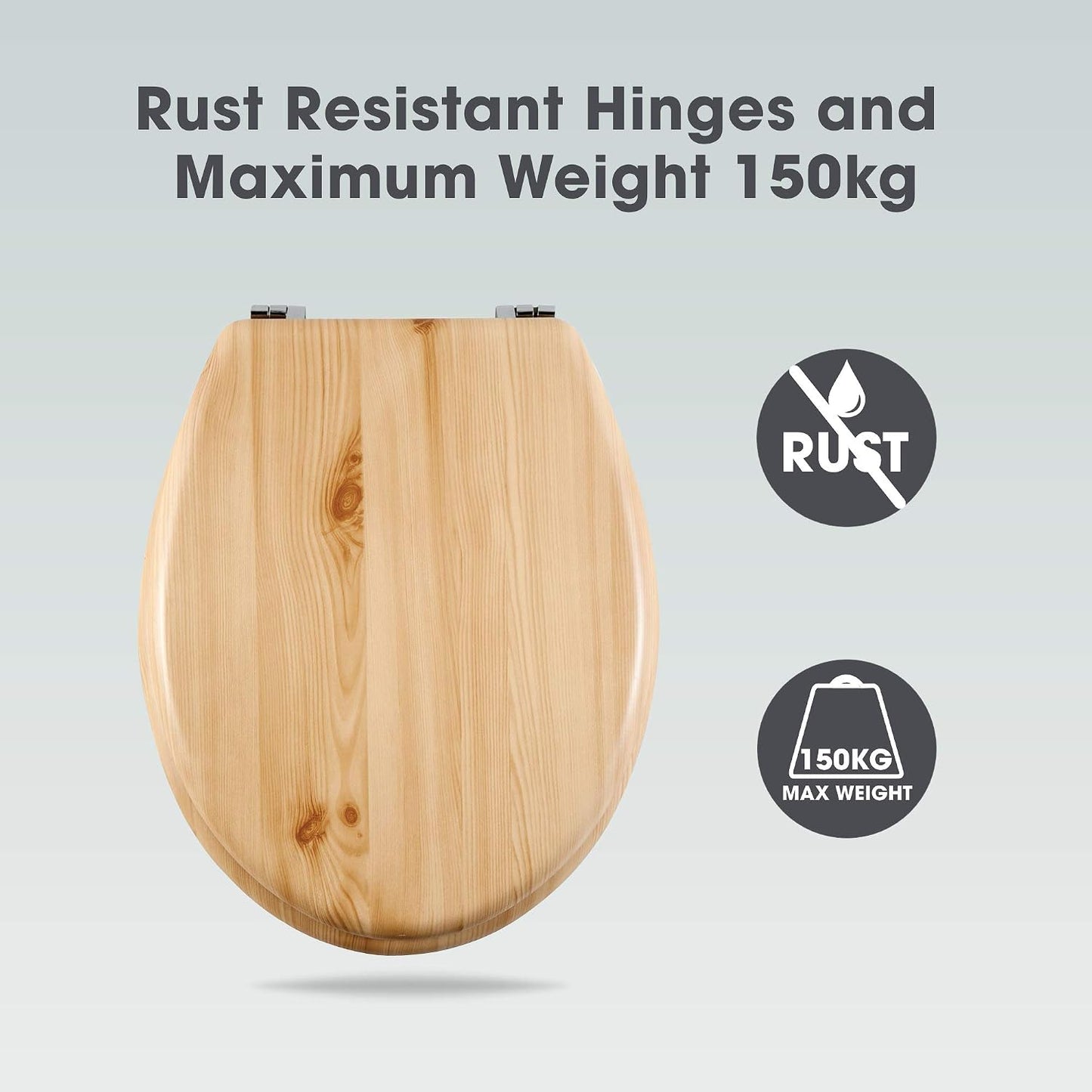 ® Essential Value Toilet Seats Wipe Clean Moulded Wood - Stainless Steel Slow Close Hinges - Wipe Clean - Easy Installation (Solid Wood White)