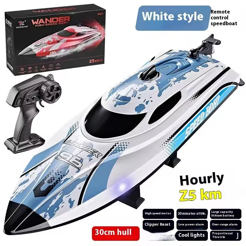 Water Toys 25Km/H Remote Control Boat Yacht Waterproof One-Key Reset Low Battery Prompt Automatic Demonstration RC Boat Toys