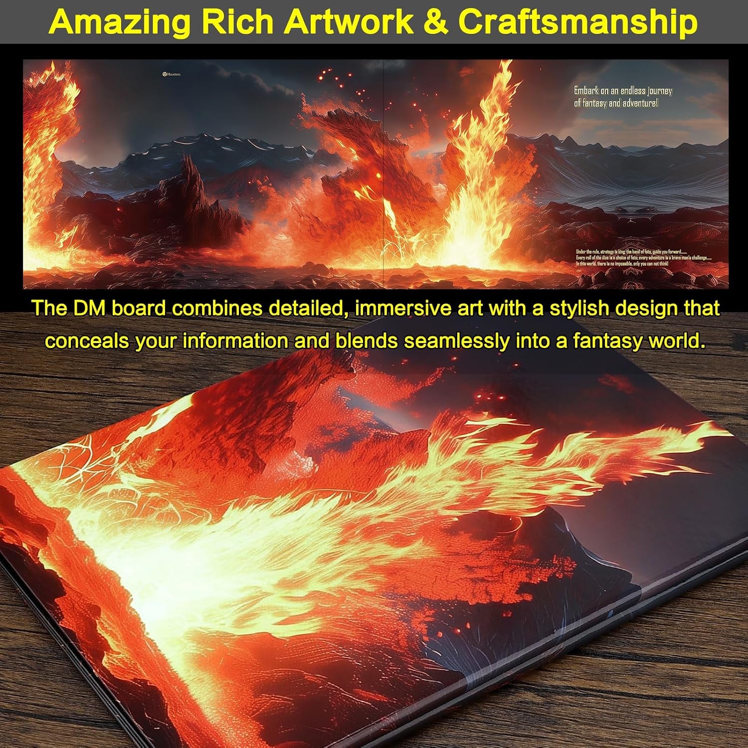 DND DM Screen, Dungeons and Dragons Master Screen, Four-Panel with Magnetic Pockets DM Screen for Board Games Masters, TTRPG Accessories D&D Gifts for DM Dungeons Masters | Four-Panel Folding DM Screen with Magnetic Pockets，Holds Notes & Maps, Portable,Ttrpg Accessories D&D Gifts for Dms