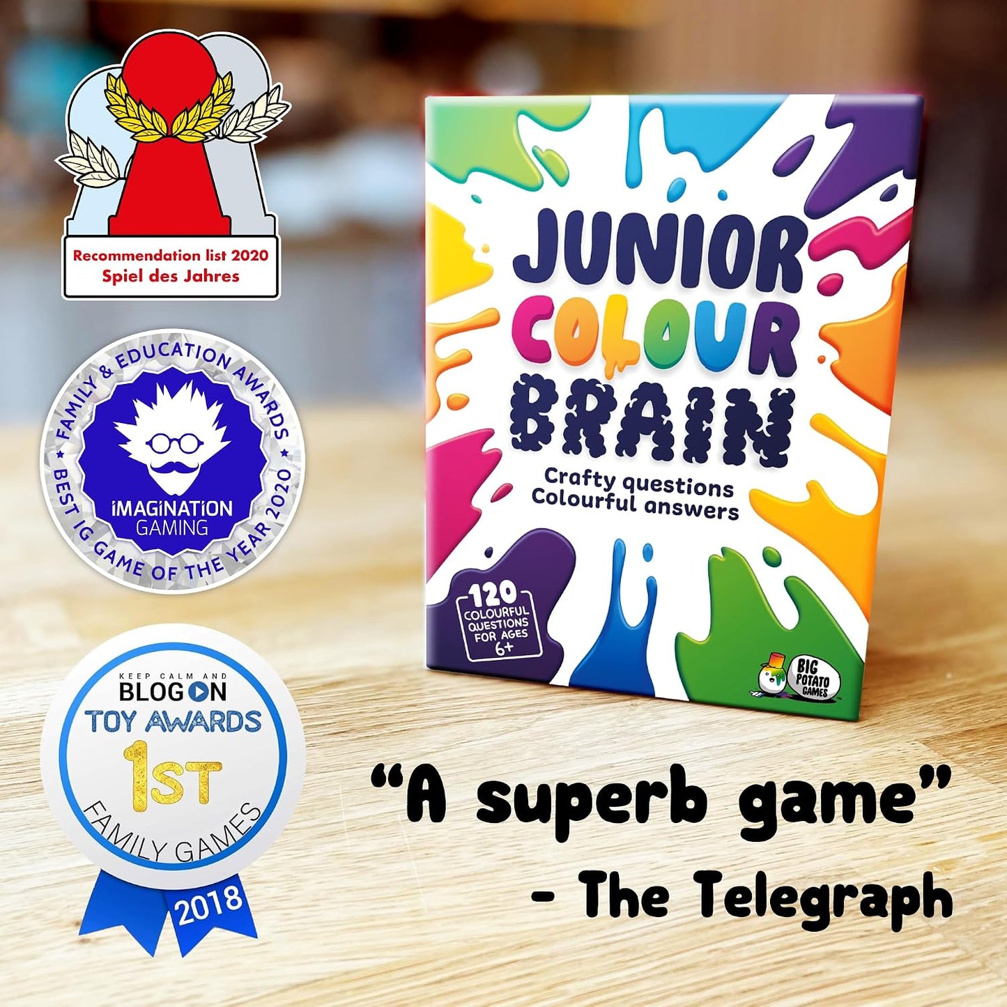 Junior Colourbrain Card Game – Fun Family Colour Quiz Game for Kids & Adults | Easy Party Card Game for Families | Smaller Box Edition