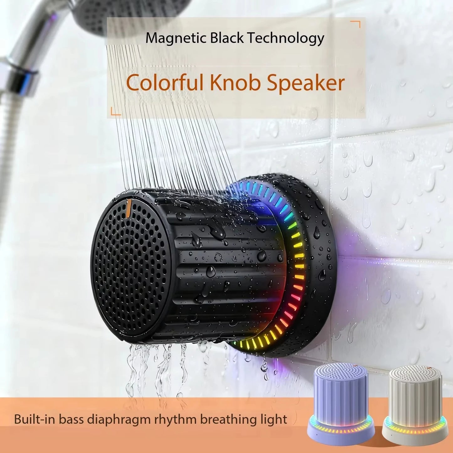 Waterproof Bluetooth Speaker with Colorful LED Lights Strong Magnetic Cup Portable Mini Bluetooth Speaker