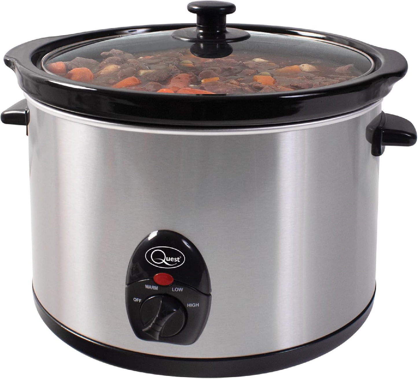35280 Slow Cooker / 5 Litres/Compact Stainless Steel / 320W / 3 Temperature Settings/Transparent Toughened Glass Lid/Dishwasher Safe