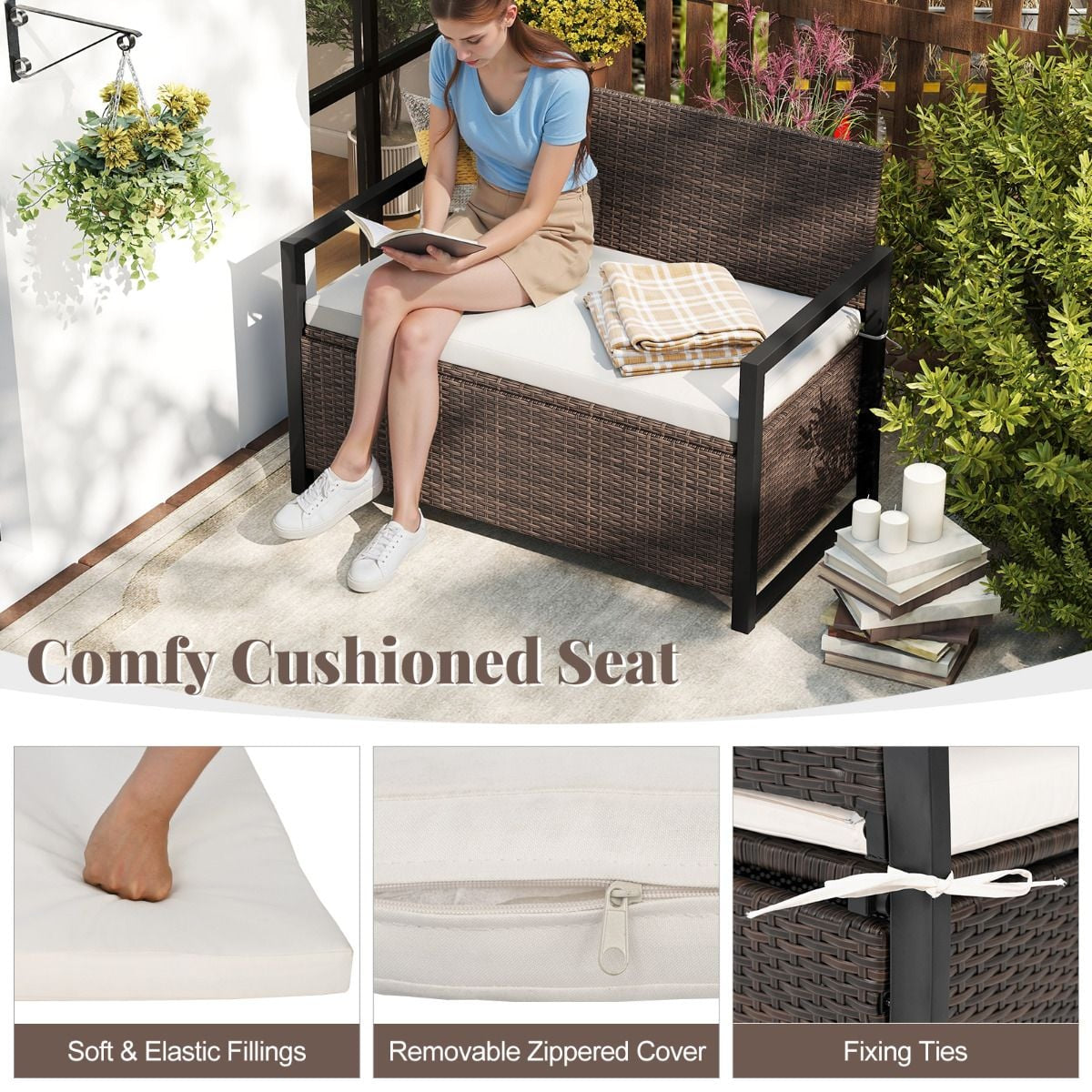 150L Outdoor Storage Bench with Padded Cushion