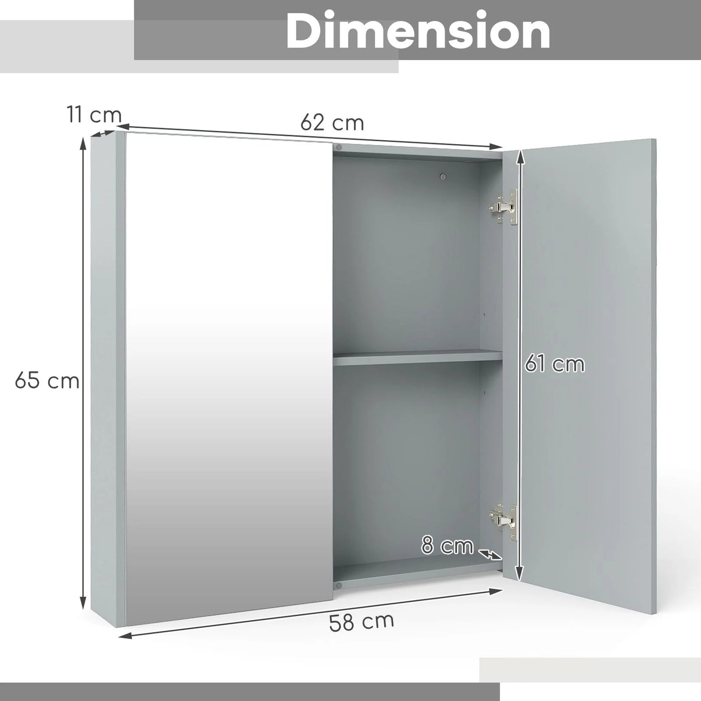 Sleek Medicine Cabinet with Double Mirrored Doors - Space-Saving Storage Solution for Your Bathroom