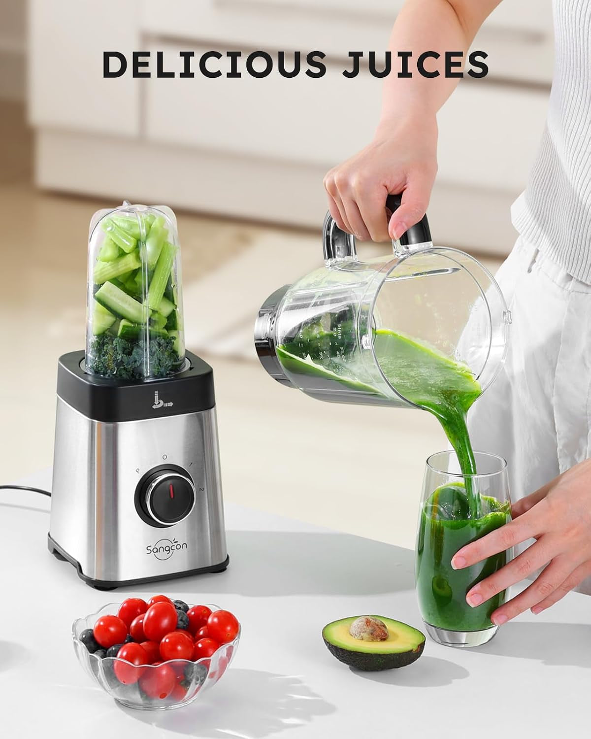 Blenders for Kitchen and Food Processor Combo, 5 in 1 Jug Blender for Shakes and Smoothies,3 Speed Control with Pulse 500W for Ice, Fruit, Meat,Vegetable