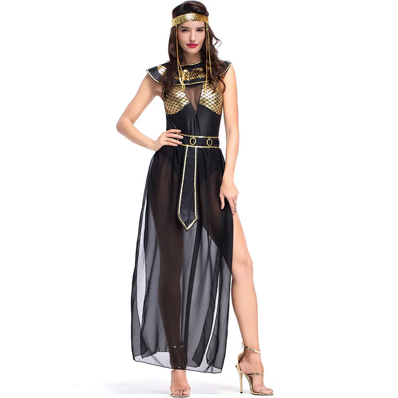 Carnival Party Halloween Egyptian Cleopatra Costume Women Adult Egypt Queen Cosplay Sexy Golden Fancy Dress