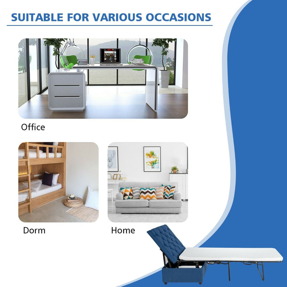 2-In-1 Convertible Sofa Bed with Mattress for Home and Office