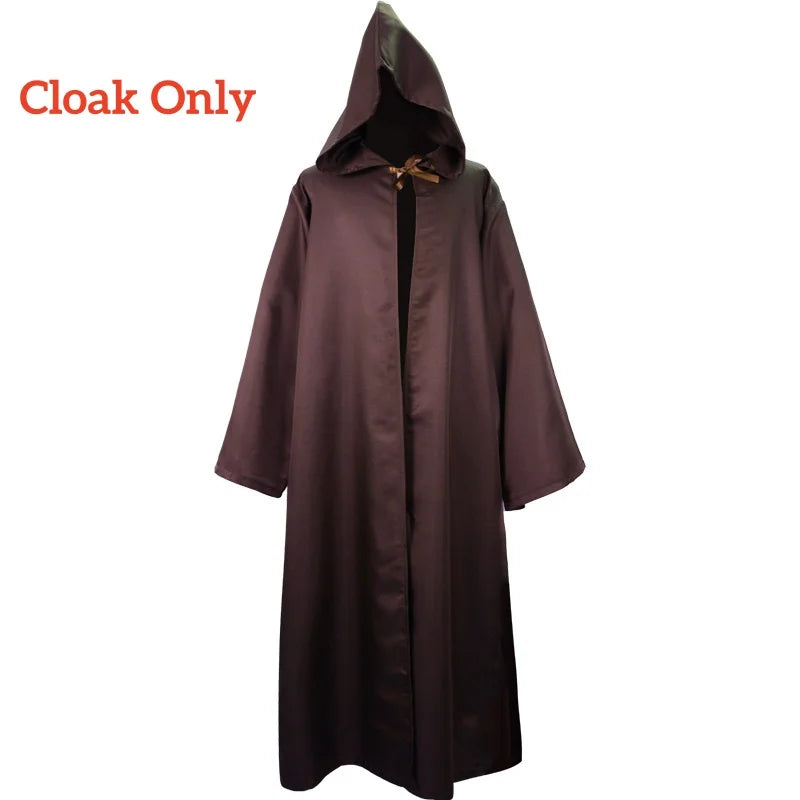 Obi Wan Kenobi Men'S Costume Robe Adult Male Jedi Knight Tunic Costume Hooded Uniform Full Set Halloween Cosplay Cloak