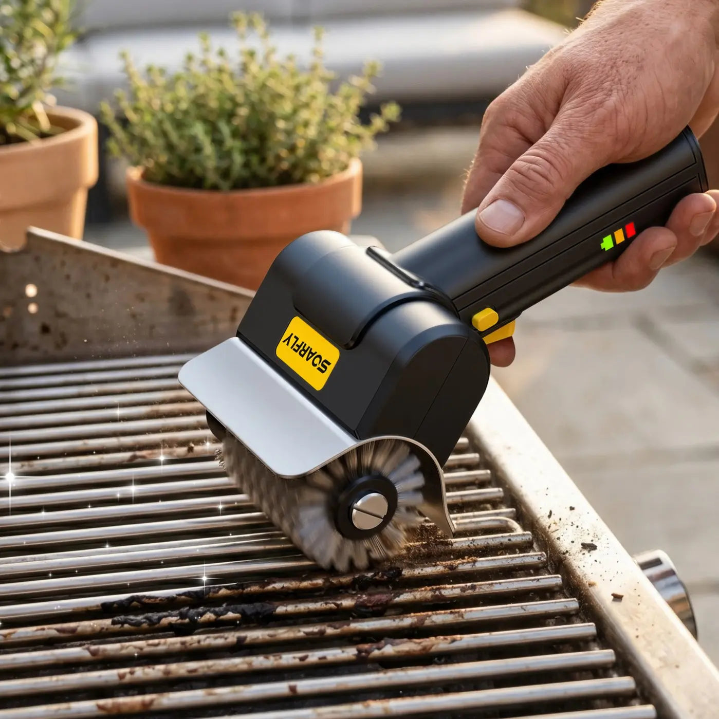 Electric Grill Brush, Rechargeable Cordless BBQ Cleaner with 600RPM Motor & Safety Locks, Includes Two 304 Stainless Steel Brush Heads, Compact Design for Narrow Spaces and Corners SOARFLY G9 Summerwins , Dealsforyoudays