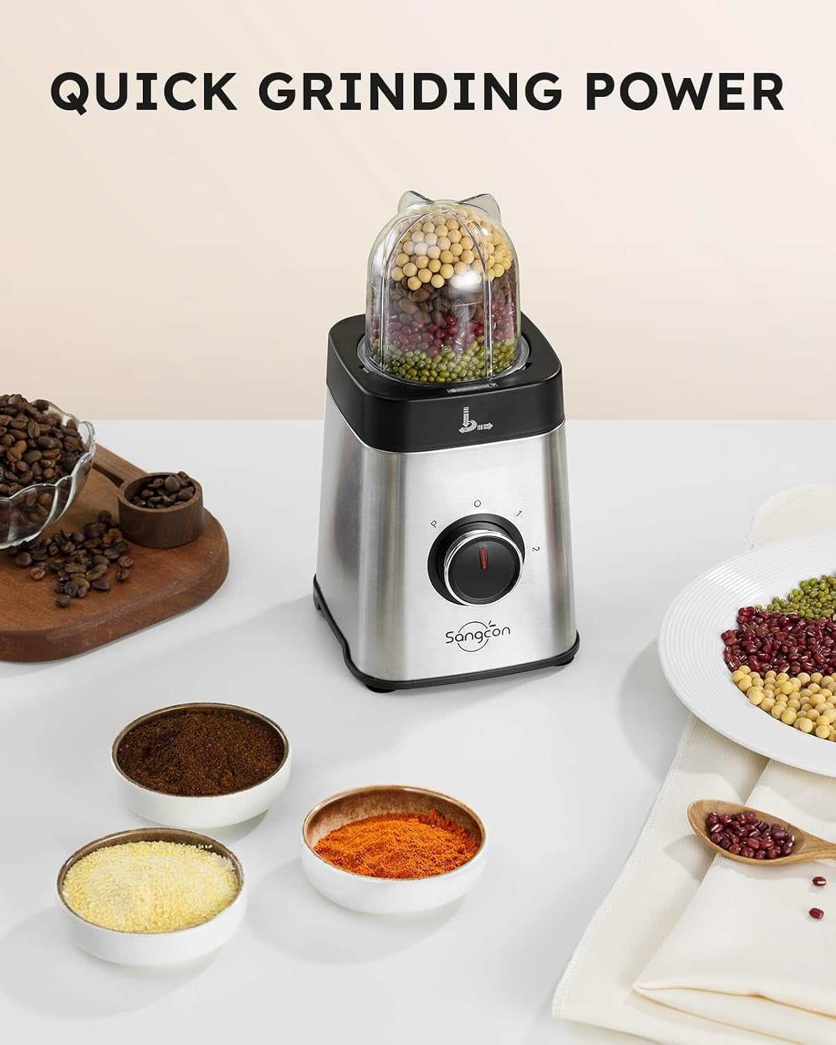 Blenders for Kitchen and Food Processor Combo, 5 in 1 Jug Blender for Shakes and Smoothies,3 Speed Control with Pulse 500W for Ice, Fruit, Meat,Vegetable